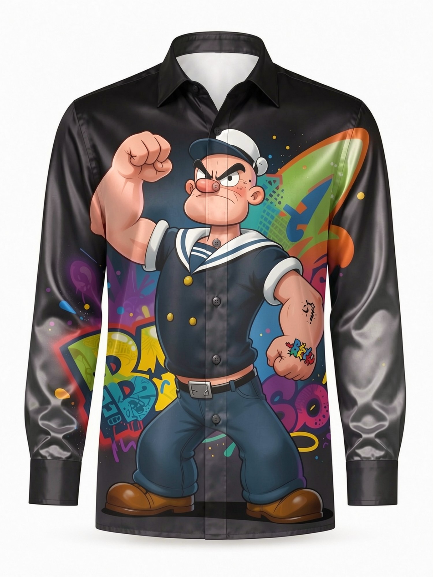 Mens Glossy Satin Long Sleeve  - Resort Shirt Floral recension och pris