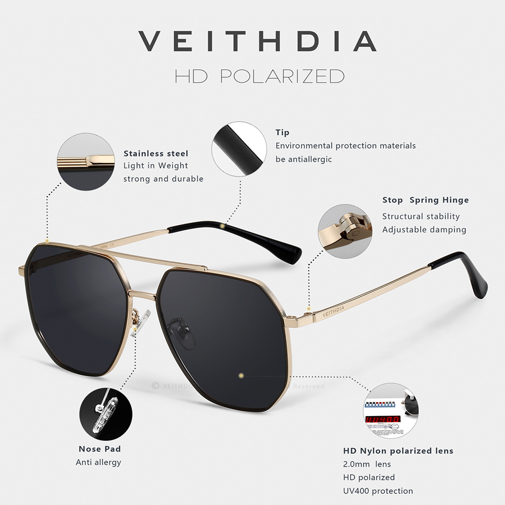 VEITHDIA Brand Nylon Material  - Sunglasses Aviator Polarized recension och pris