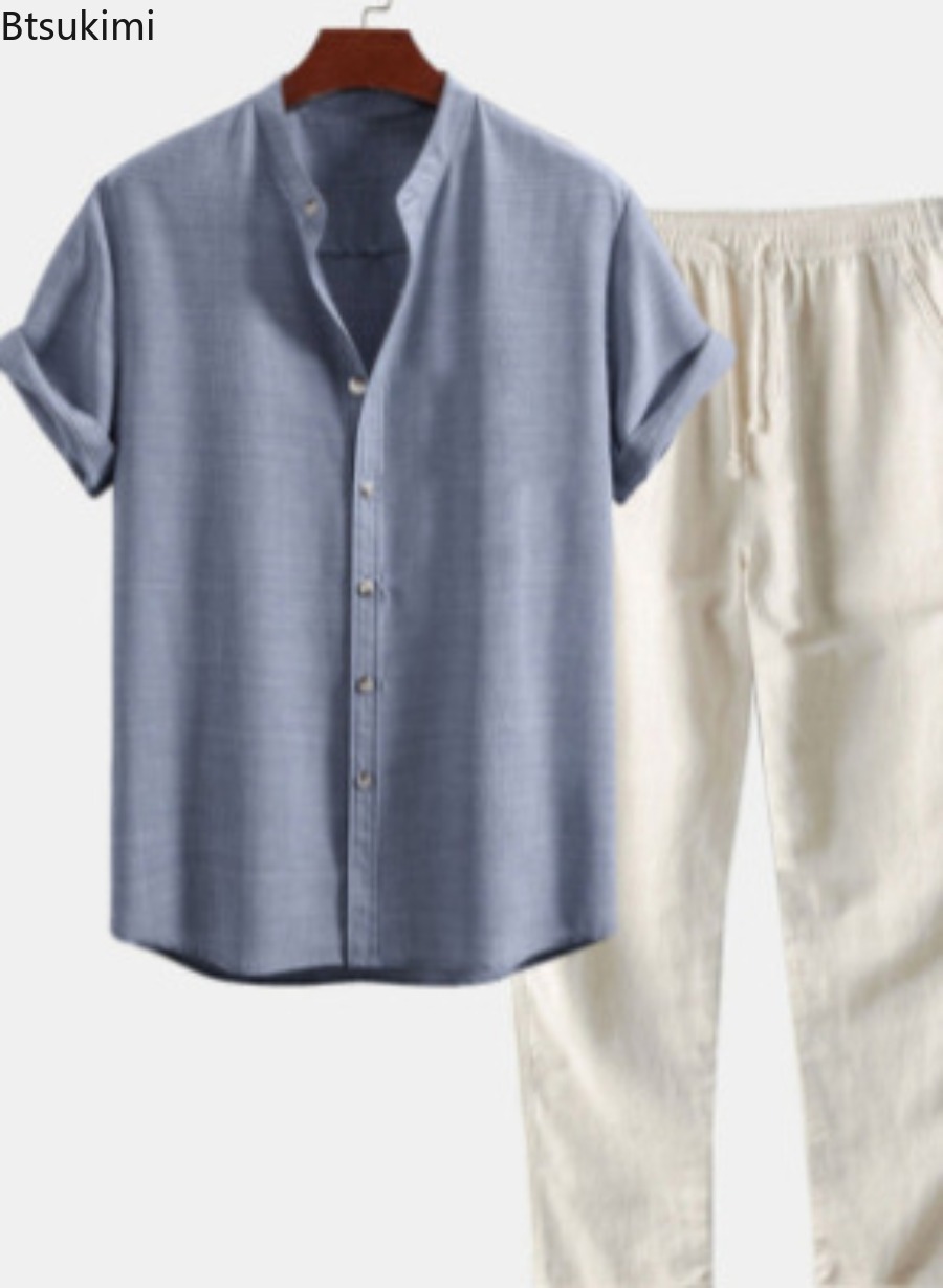 2026 Men's Fashion Solid Beach - Short Linen Drawstring recension och pris