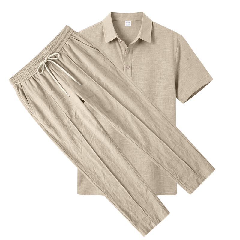 Men's 2 Piece Polo Set Short S - Short Linen Drawstring recension och pris