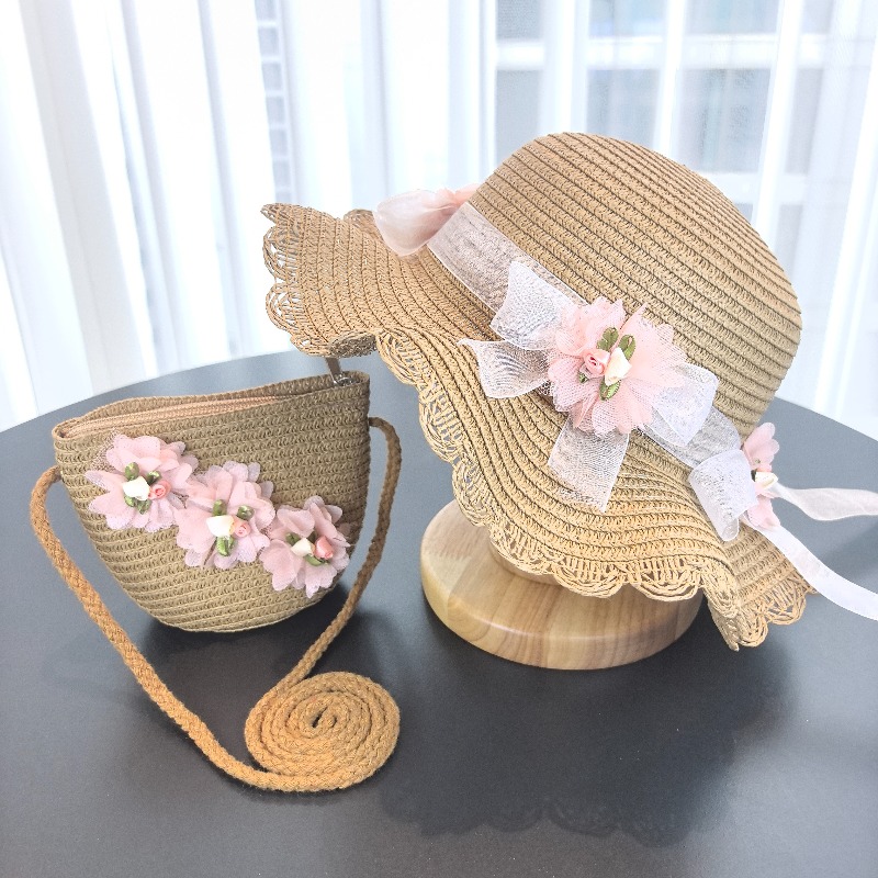 Girls 2pcs Straw Hat Solid Col - Bucket Hat Straw recension och pris